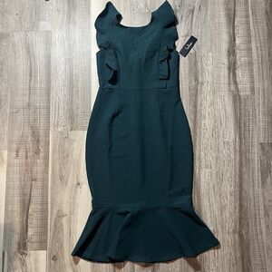 NWT Lulus Hearts Aflutter Size Small Green Midi Ruffle Cocktail